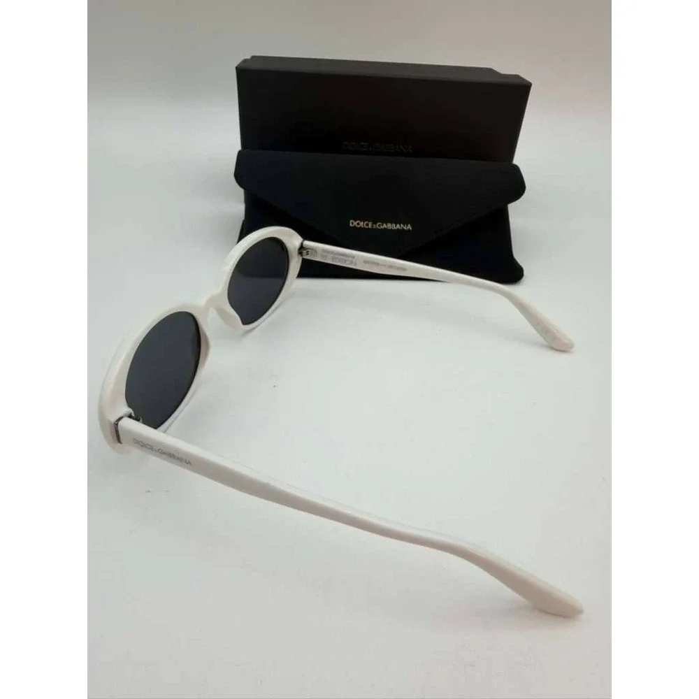 Dolce & Gabbana Oval White Sunglasses Black‎ Lens Authentic Luxury Full Set